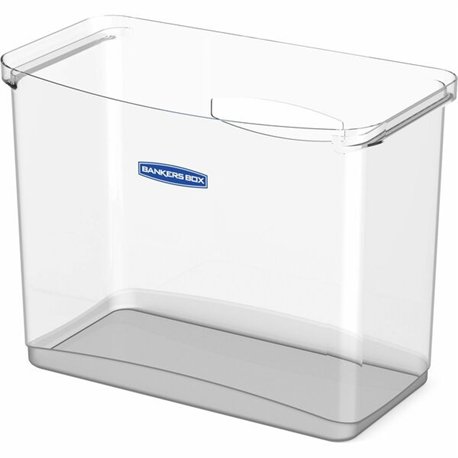 Bankers Box Portable Open Desktop File Box with Side Handles, 1 Each - Desktop - Hanging Rail, Handle, Durable - Clear - Polypro