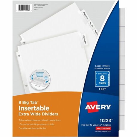 Avery Big Tab Extra-Wide Insertable Dividers - 8 Blank Tab(s) - 8 Tab(s)/Set - 9" Divider Width x 11" Divider Length - Paper Div