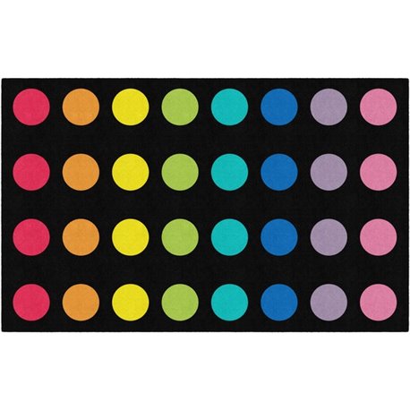 Flagship Carpets Schoolgirl Style Rainbow Dots Rug - 91.20" Length x 12 ft Width - Rectangle - Primary