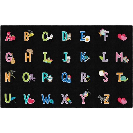 Flagship Carpets Schoolgirl Alphabet Pictures Rug - 91.20" Length x 12 ft Width - Rectangle - Primary