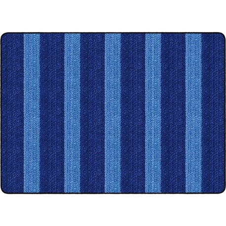 Flagship Carpets Basketweave Stripes Classroom Rug - Floor Rug - 72" Length x 99.96" Width - Rectangle - Blue - Nylon