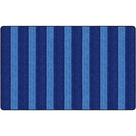 Flagship Carpets Basketweave Stripes Classroom Rug - Floor Rug - 91.20" Length x 12 ft Width - Rectangle - Blue - Nylon