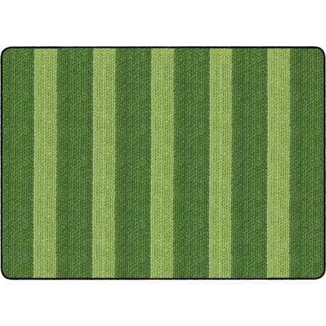 Flagship Carpets Basketweave Stripes Classroom Rug - Floor Rug - 72" Length x 100.80" Width - Rectangle - Green - Nylon