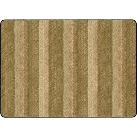 Flagship Carpets Basketweave Stripes Classroom Rug - Floor Rug - 72" Length x 100.80" Width - Rectangle - Natural - Nylon