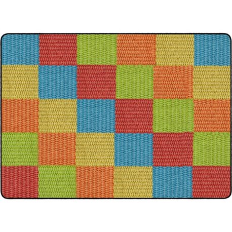 Flagship Carpets Basketweave Blocks Class Rug - Floor Rug - 72" Length x 100.80" Width - Rectangle - Multi - Nylon