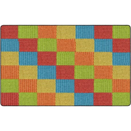 Flagship Carpets Basketweave Blocks Class Rug - Floor Rug - 91.20" Length x 12 ft Width - Rectangle - Multi - Nylon