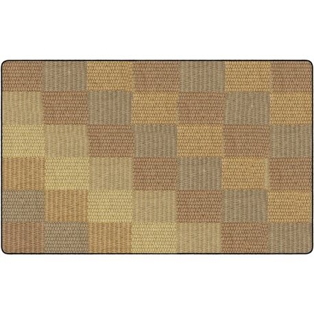 Flagship Carpets Basketweave Blocks Class Rug - Floor Rug - 91.20" Length x 12 ft Width - Rectangle - Natural - Nylon