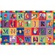 Flagship Carpets ABC Blocks Alphabet Rug - 99.96" Length x 69.96" Width - Oval - Multicolor - Nylon