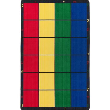 Flagship Carpets Learning Grid Seating Rug - Floor Rug - 99.96" Length x 69" Width - Multicolor - Nylon