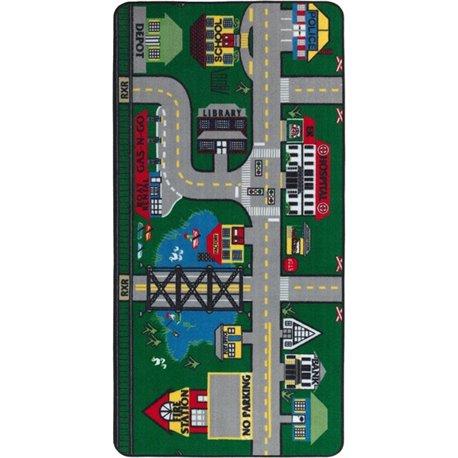 Flagship Carpets Places To Go Activity Rug - 72" Length x 36" Width - Rectangle - Multicolor - Nylon