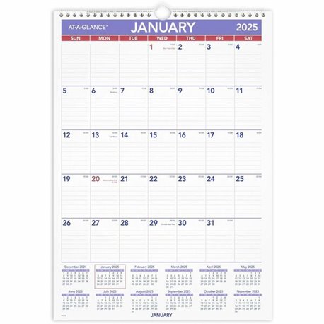 At-A-Glance Ruled Daily Blocks Calendar - Medium Size - Julian Dates - Monthly - 12 Month - January 2025 - December 2025 - 1 Mon