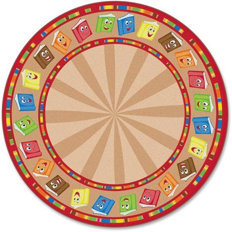 Flagship Carpets Calm Circle Time Books Round Rug - 12 ft Diameter - Circle - Multicolor