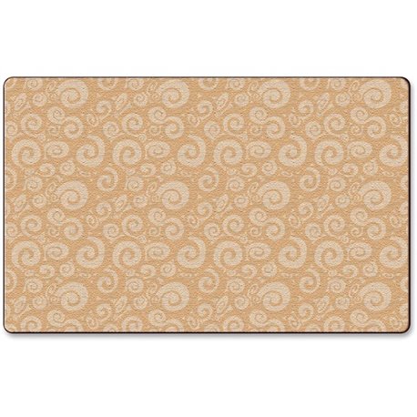 Flagship Carpets Solid Color Swirl Rug - 99.96" Length x 72" Width - Almond