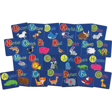 Flagship Carpets Alphabet Animal Seating Squares - 16" Length x 16" Width x 0.50" Thickness - Square - Multicolor