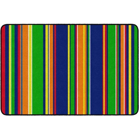 Flagship Carpets Basics Stripes Classroom Rug - 48" Length x 72" Width - Rectangle - Primary - Nylon