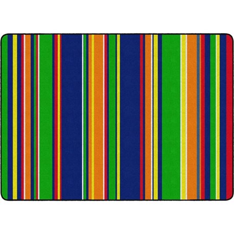 Flagship Carpets Basics Stripes Classroom Rug - 72" Length x 100.80" Width - Rectangle - Primary - Nylon