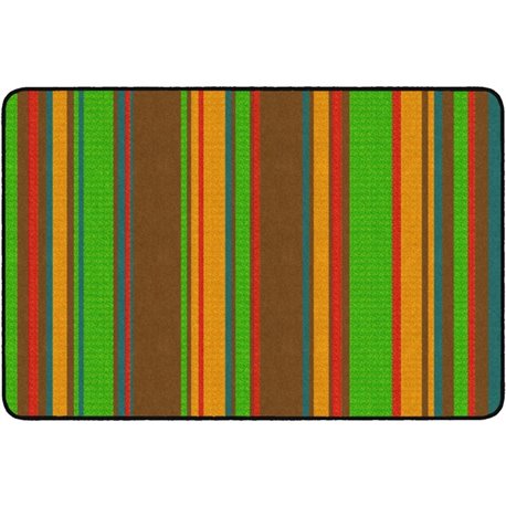 Flagship Carpets Basics Stripes Classroom Rug - 48" Length x 72" Width - Rectangle - Muted - Nylon