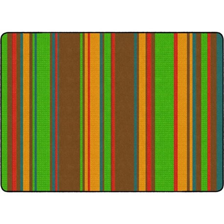 Flagship Carpets Basics Stripes Classroom Rug - 72" Length x 100.80" Width - Rectangle - Muted - Nylon