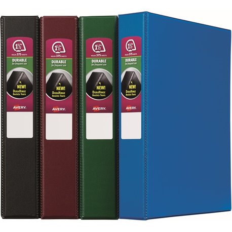 Avery Durable Binder - Letter - 8.5" x 11" - 375 Sheet - 1.5" Capacity - 12 / Carton - Blue, Black, Green, Burgundy