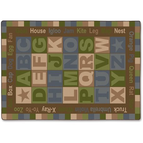 Flagship Carpets ABC Tranquility Alphabet Rug - 99.60" Length x 69.60" Width - Multicolor - Nylon