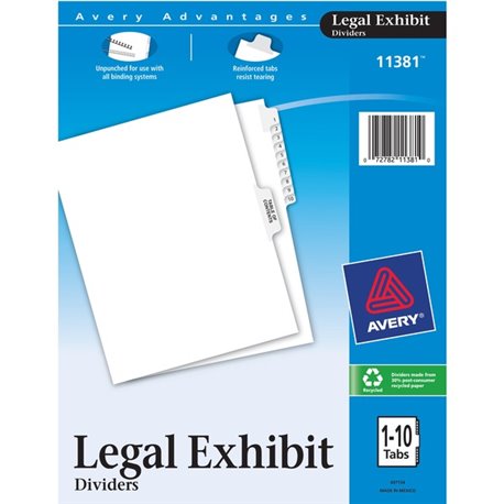 Avery Premium Collated Legal Exhibit Dividers with Table of Contents Tab - Avery Style - 11 x Divider(s) - Printed Tab(s) - Digi