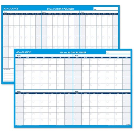 At-A-Glance 90/120-Day Erasable Wall Planner - Monthly - 36" x 24" Sheet Size - Blue - Erasable, Laminated - 1 Each