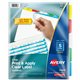 Avery(R) 5 Tab Dividers for 3 Ring Binder, Easy Print & Apply Clear Label Strip, Index Maker(R) Customizable Multicolor Tabs, 5 