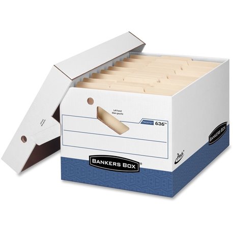 Bankers Box Presto File Storage Box - Internal Dimensions: 12" Width x 15" Depth x 10" Height - External Dimensions: 12.9" Width