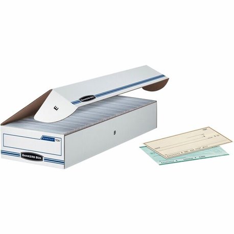 Bankers Box STOR/FILE Check Storage Boxes - Internal Dimensions: 9" Width x 24" Depth x 4" Height - External Dimensions: 9.3" Wi