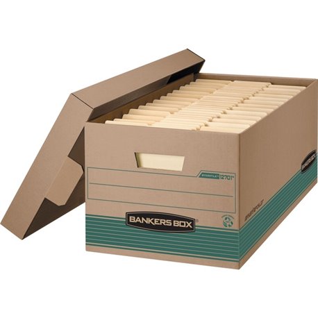 Bankers Box STOR/FILE Recycled File Storage Box - Internal Dimensions: 12" Width x 24" Depth x 10" Height - External Dimensions: