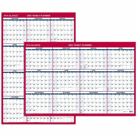 At-A-Glance Vertical Horizontal Reversible Erasable Wall Calendar - Large Size - Julian Dates - Yearly - 12 Month - January 2025