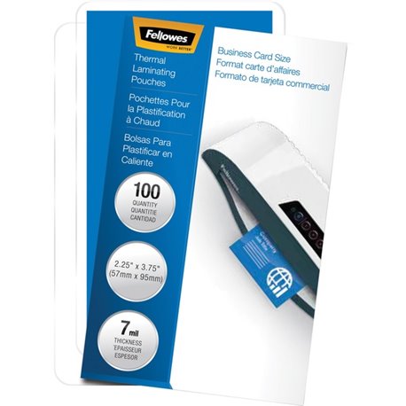 Fellowes Business Card Glossy Laminating Pouches - Sheet Size Supported: Business Card - Laminating Pouch/Sheet Size: 3.75" Widt