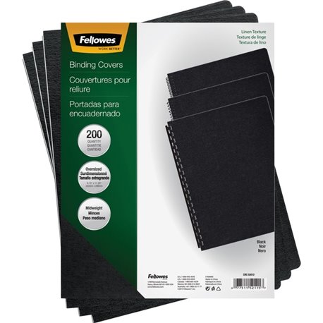 Fellowes Expressions Oversize Linen Presentation Covers - 11.3" Height x 8.8" Width x 0.1" Depth - 8 3/4" x 11 1/4" Sheet - Blac