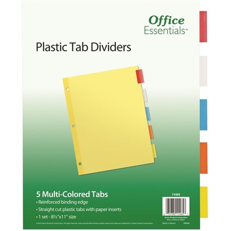 Avery Office Essentials Insertable Dividers - 5 x Divider(s) - 5 Tab(s) - 5 - 5 Tab(s)/Set - 8.5" Divider Width x 11" Divider Le