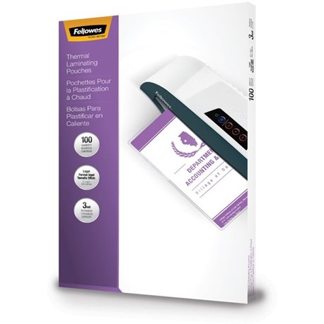 Fellowes Legal-Size Glossy Thermal Laminating Pouches - Sheet Size Supported: Legal - Laminating Pouch/Sheet Size: 9" Width x 3 