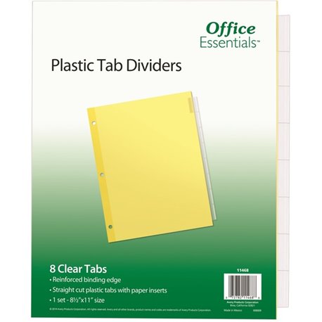 Avery Office Essentials Insertable Dividers - 8 x Divider(s) - 8 - 8 Tab(s)/Set - 8.5" Divider Width x 11" Divider Length - 3 Ho