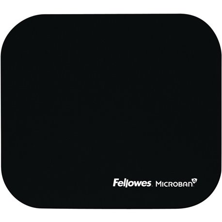 Fellowes Microban Mouse Pad - Black - 8" x 9" x 0.13" Dimension - Black - Rubber - Tear Resistant, Wear Resistant, Skid Proof - 