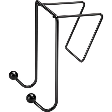 Fellowes Wire Partition Additions Double Coat Hook - 2 Hooks - for Coat, Umbrella, Sweater, Wall - Plastic, Wire - Black - 1 Eac