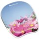 Fellowes Photo Gel Mouse Pad Wrist Rest with Microban - Pink Flowers - 9.25" x 7.88" x 0.88" Dimension - Multicolor - Rubber, Ge