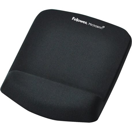 Fellowes PlushTouch Mouse Pad Wrist Rest with Microban - Black - 1" x 7.25" x 9.38" Dimension - Black - Polyurethane, Foam - Wea