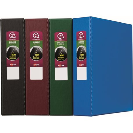 Avery Durable Binder - Letter - 8.5" x 11" - 500 Sheet - 2" Capacity - 12 / Carton - Black, Green, Burgundy, Royal Blue