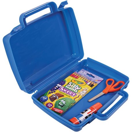 Deflecto Antimicrobial Storage Case Blue - External Dimensions: 8.6" Width x 10.2" Depth x 2.7" Height - Snap-tight Closure - Pl