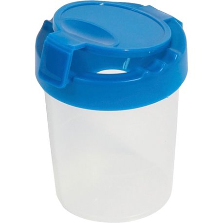 Deflecto Antimicrobial Kids No Spill Paint Cup Blue - Paint, Brush - 3.93"Height x 3.46"Width x 3.93"Depth - 1 Each - Blue - Pla