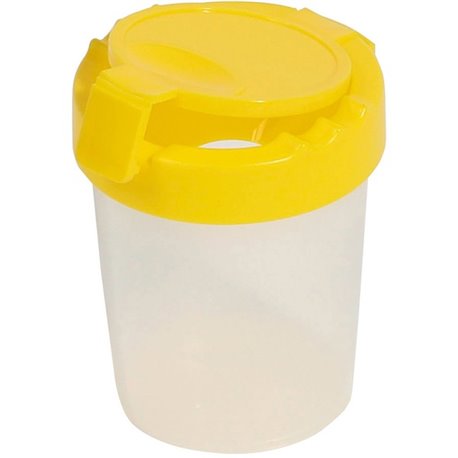 Deflecto Antimicrobial Kids No Spill Paint Cup Yellow - Paint, Brush - 3.93"Height x 3.46"Width x 3.93"Depth - 1 Each - Yellow -