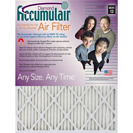 Accumulair Diamond Air Filter - For Air Conditioner, Furnace - Remove Mold Spores, Removes Mildew, Remove Bacteria, Remove Micro