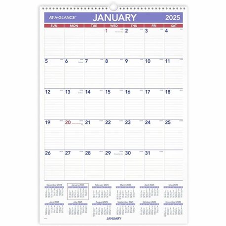 At-A-Glance Wall Calendar - Large Size - Julian Dates - Monthly - 12 Month - January 2025 - December 2025 - 1 Month Single Page 