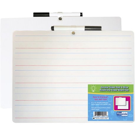 Flipside 2-sided Dry Erase Board Sets - 12" (1 ft) Width x 9" (0.8 ft) Height - White Hardboard Surface - Rectangle - Desktop, L