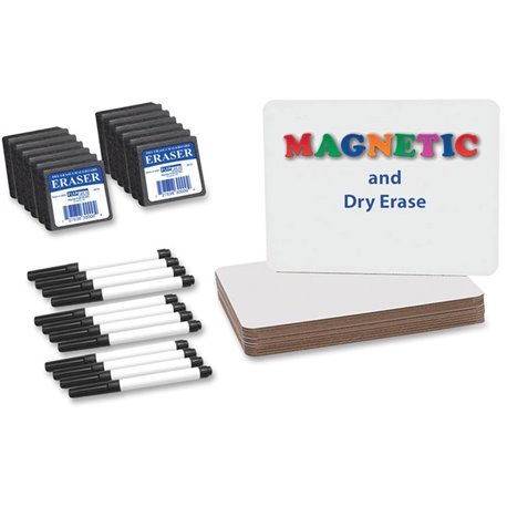 Flipside Magnetic Dry Erase Board Set Class Pack - 9" (0.8 ft) Width x 12" (1 ft) Height - White Surface - Rectangle - Magnetic 