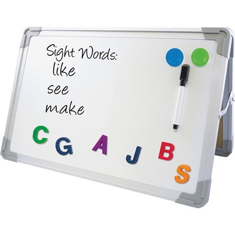 Flipside Magnetic Dry-Erase Desktop Easel - 18" (1.5 ft) Width x 12" (1 ft) Height - White Aluminum Surface - Desktop - Magnetic