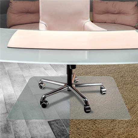 Cleartex Unomat Anti-Slip Rectangular Chair Mat Hard Floors and Carpet Tiles - 48" x 53" - Clear Rectangular Anti-Slip Polycarbo